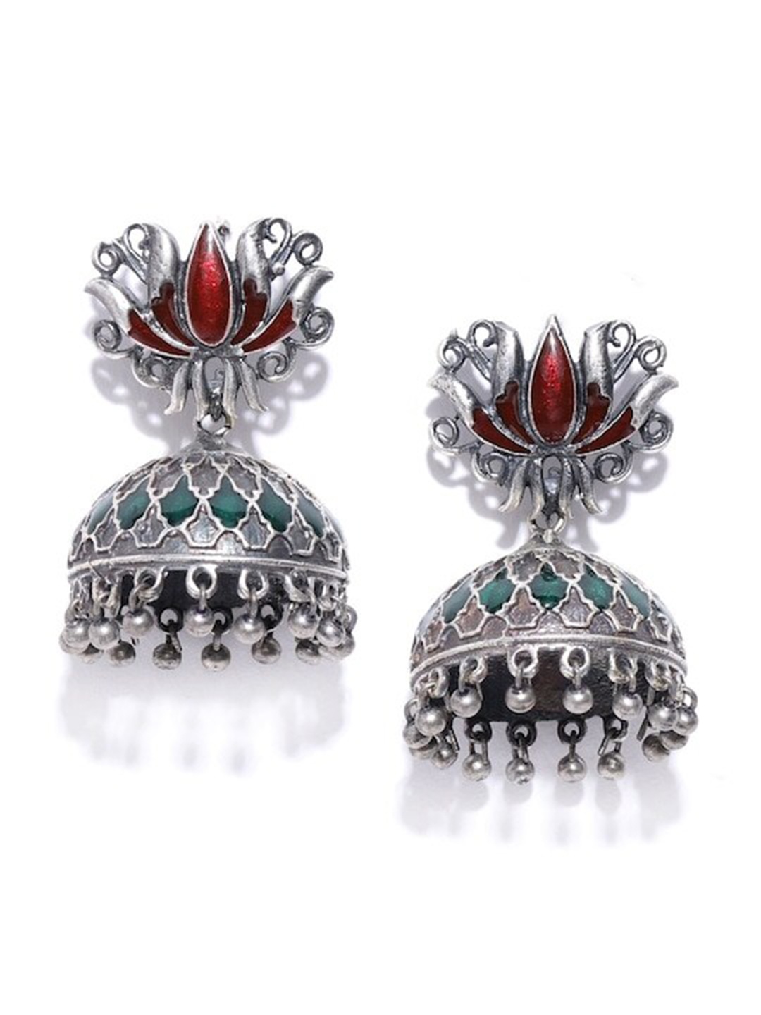 

Infuzze Silver-Plated Contemporary Jhumkas