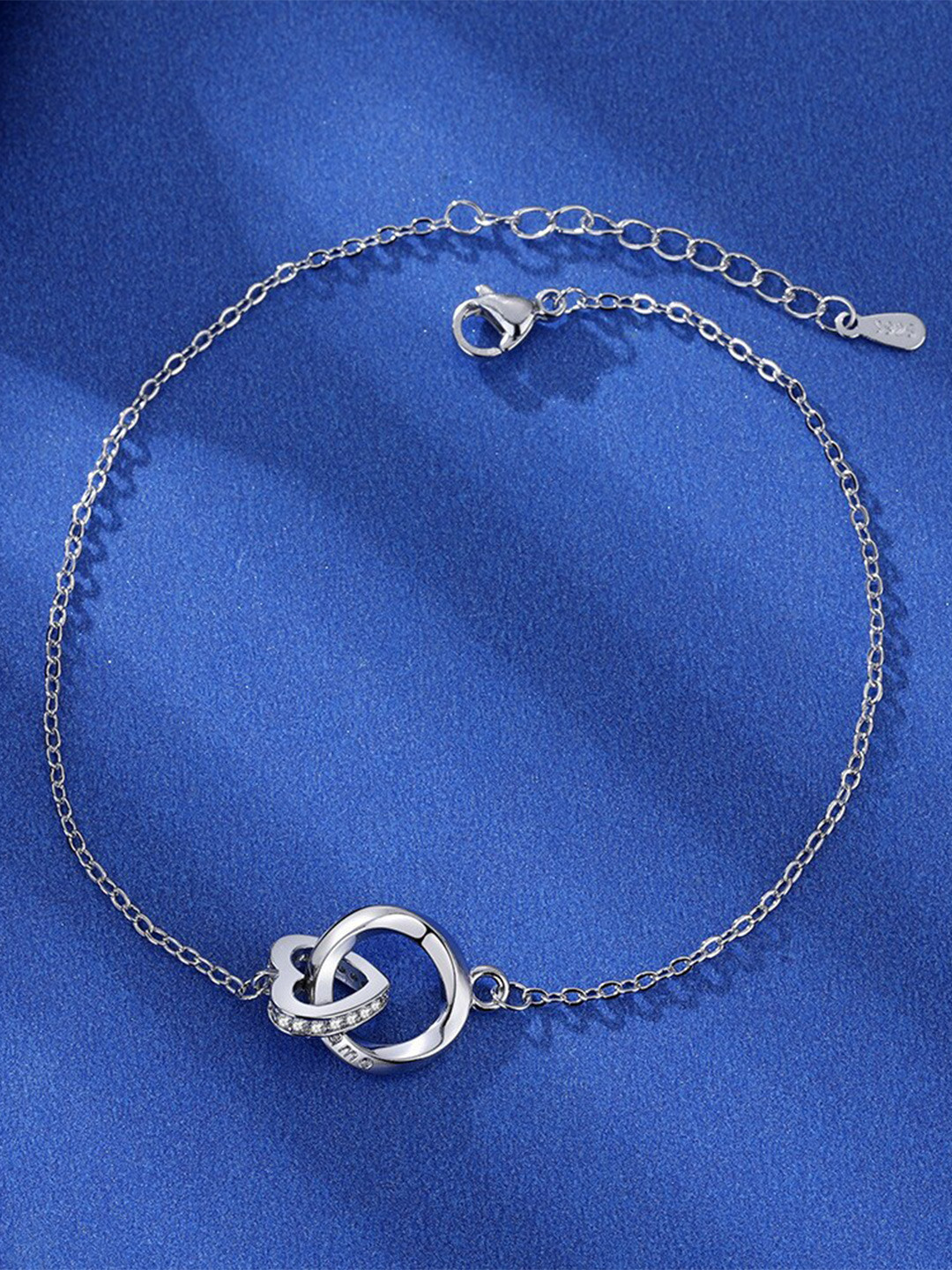 

MYKI Cubic Zirconia Silver-Plated Stainless Steel Charm Bracelet
