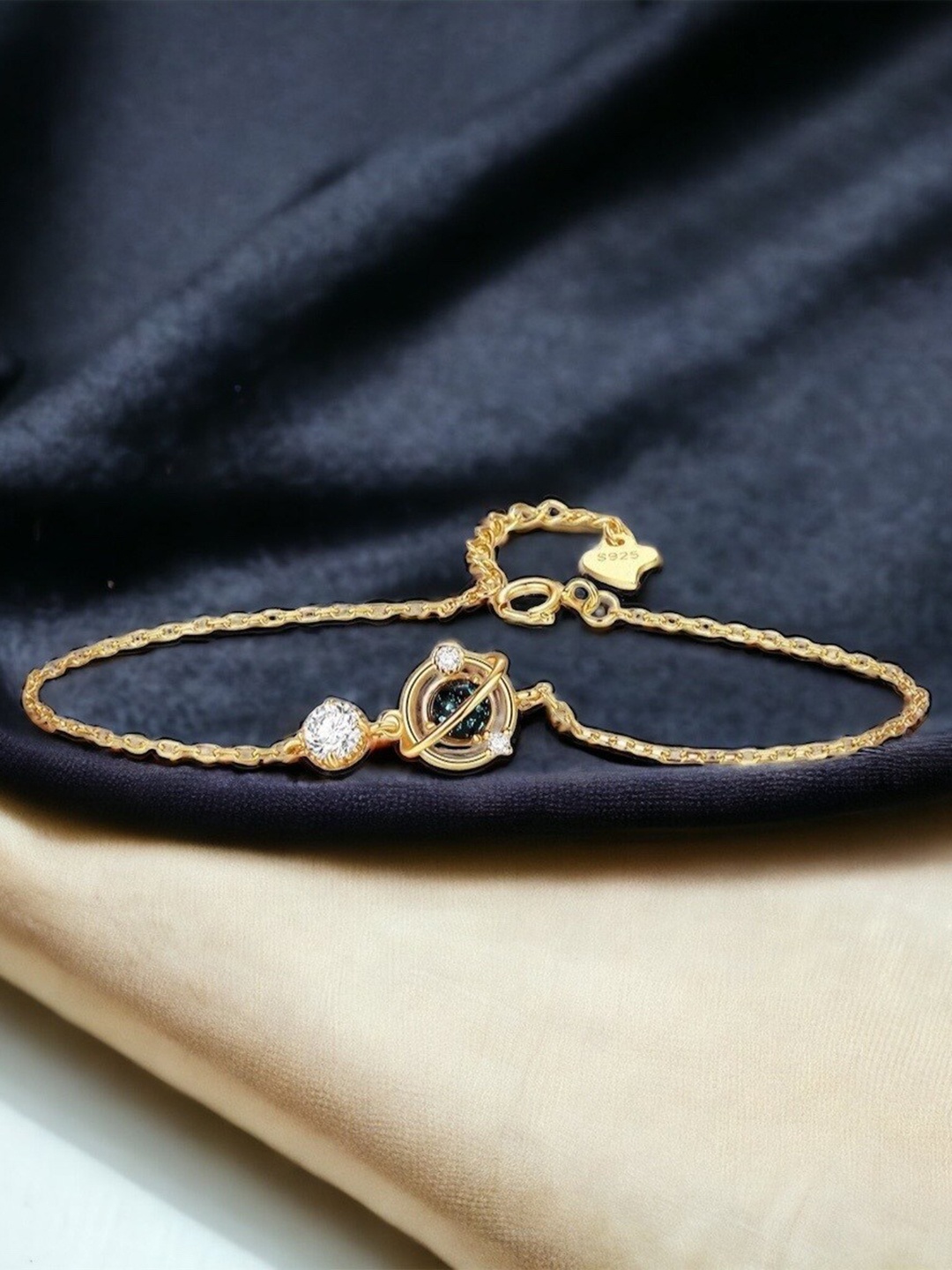 

MYKI Women Cubic Zirconia Gold-Plated Link Bracelet