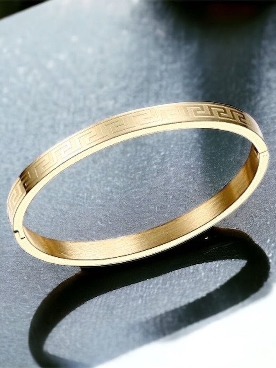 

MYKI Cubic Zirconia Gold-Plated Stainless Steel Kada Bracelet
