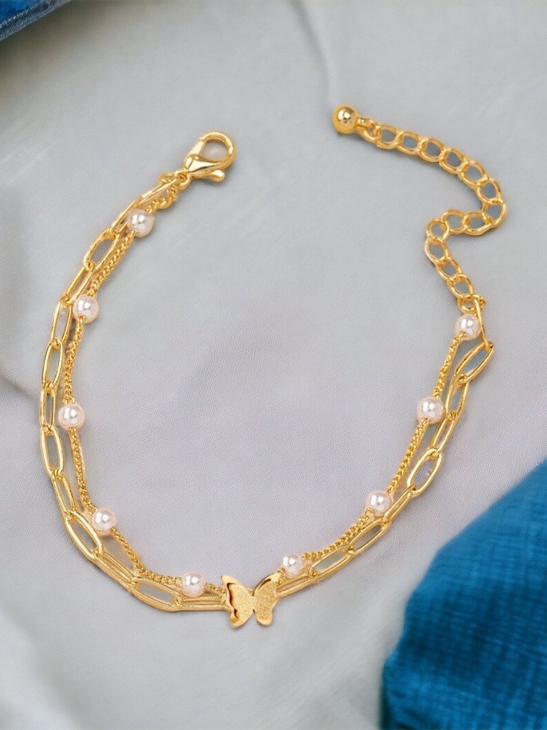 

MYKI Cubic Zirconia Gold-Plated Stainless Steel Link Bracelet