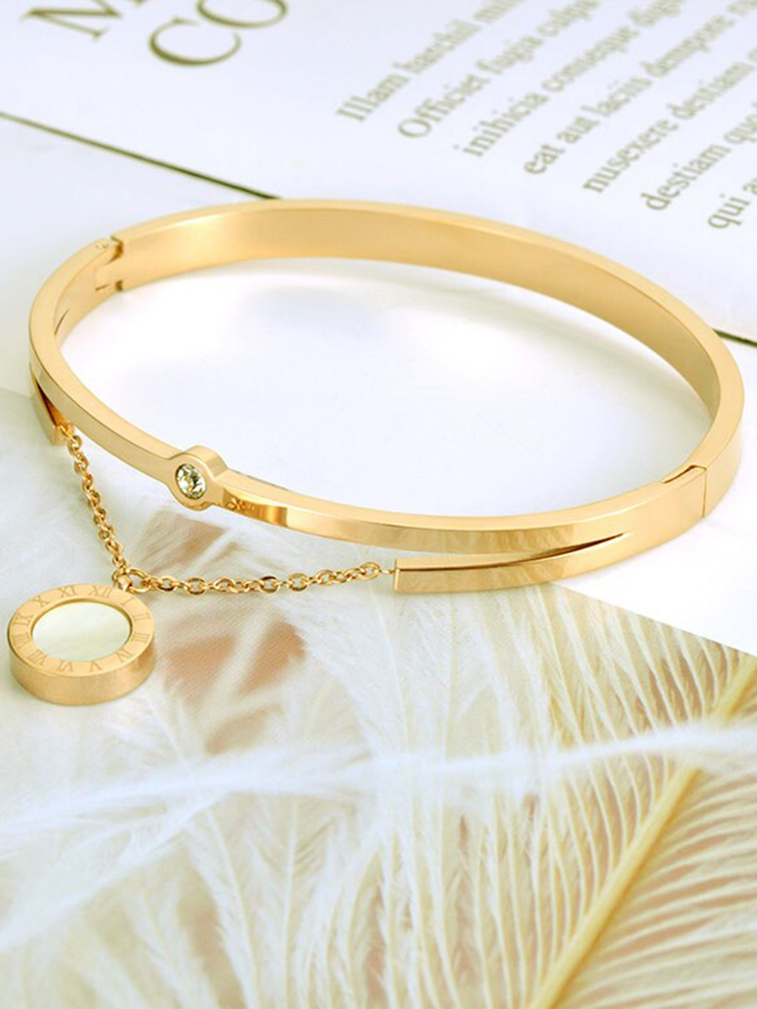 

MYKI Women Cubic Zirconia Gold-Plated Kada Bracelet