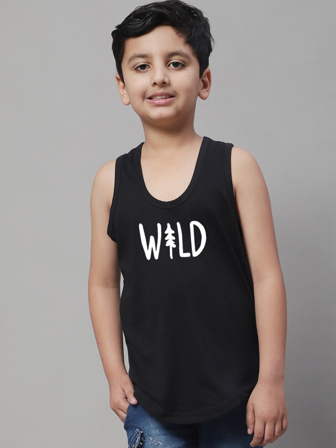 

Friskers Boys Typography Printed Pure Cotton Vests, Black