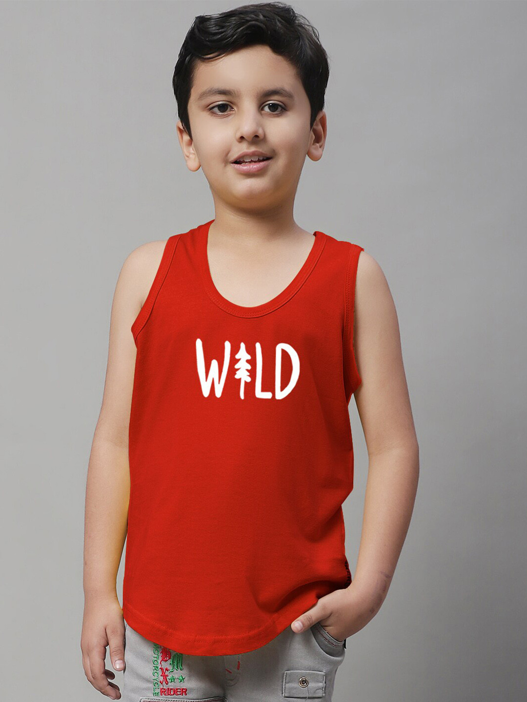 

Friskers Boys Typography Printed Pure Cotton Vests, Red