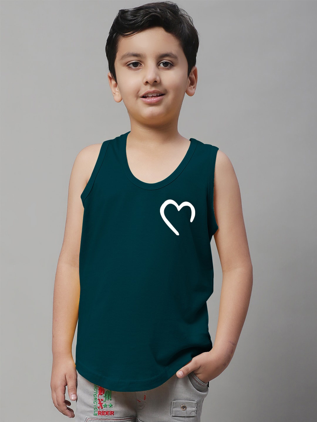 

Friskers Boys Bio wash Printed Pure Cotton Basic Vests, Teal