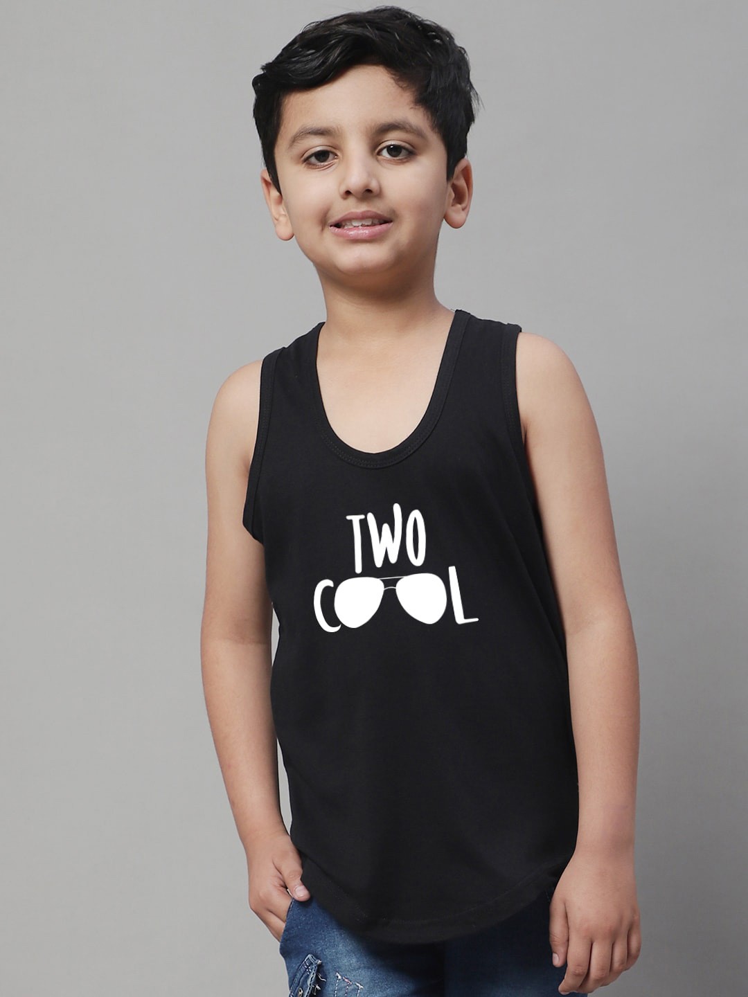 

Friskers Boys Printed Cotton Innerwear Vest, Black