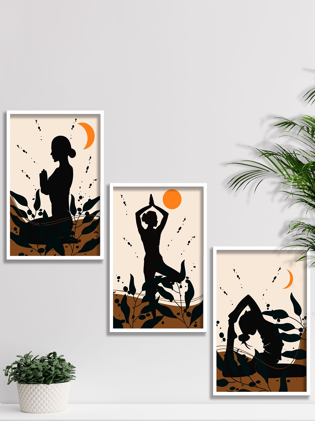

SAF Cream-Colored & Black 3 Pieces Modern Boho Framed Wall Art