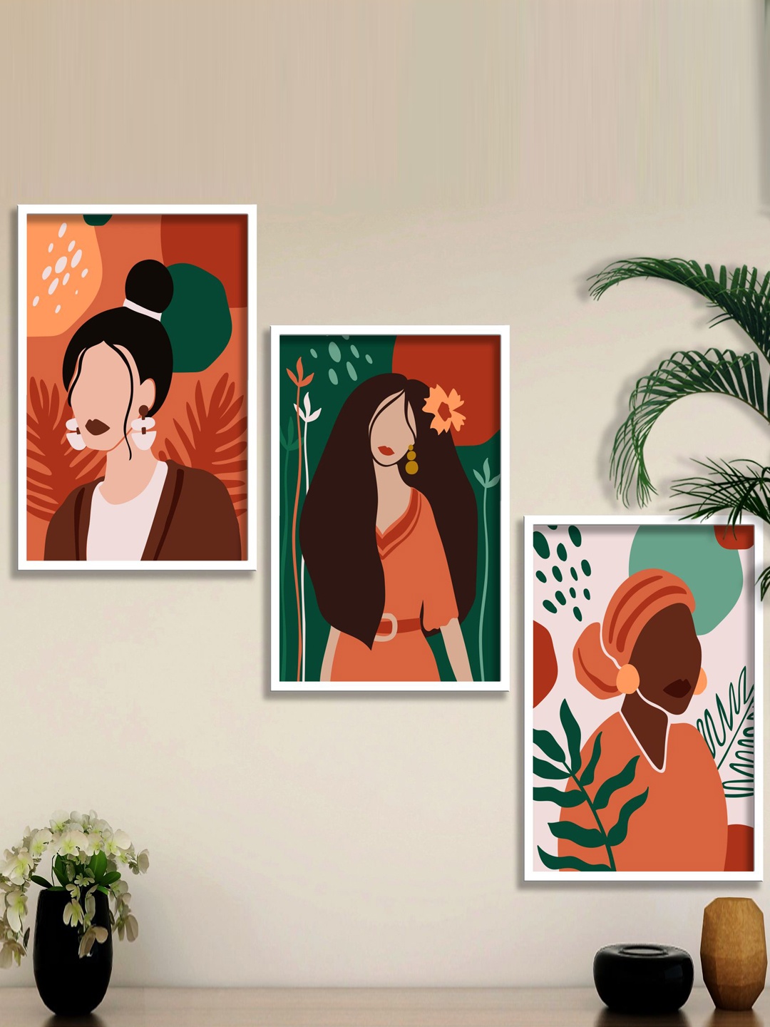

SAF Red & Black 3 Pieces Modern Boho Art Painting Wall Art