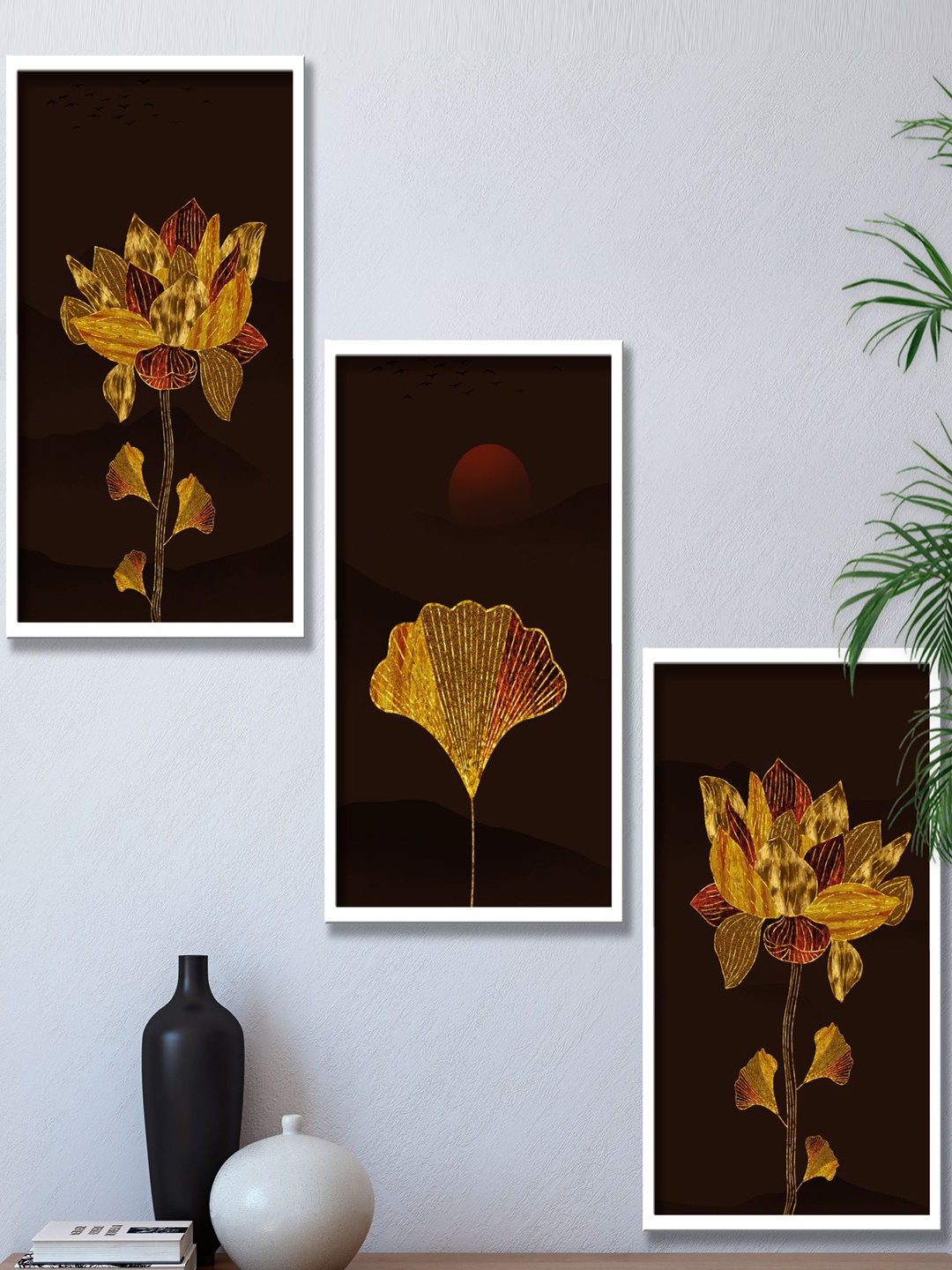 

SAF Brown 3 Pieces Printed Framed Wall Art