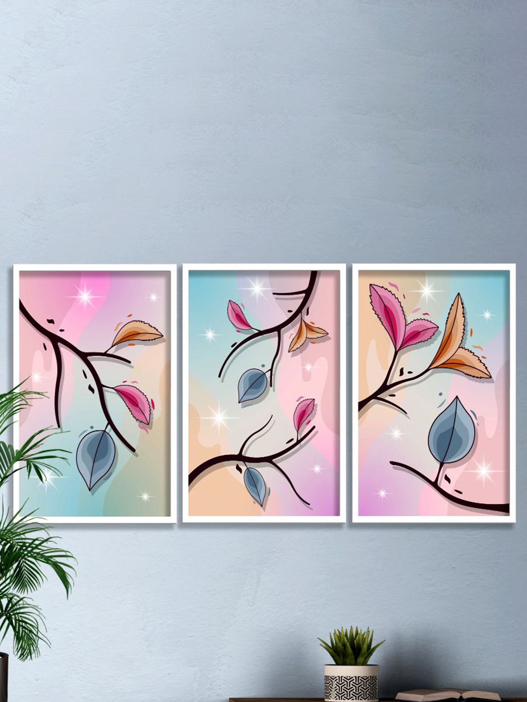 

SAF 3 Pieces Pink & Purple Modern Boho Painting Wall Arts