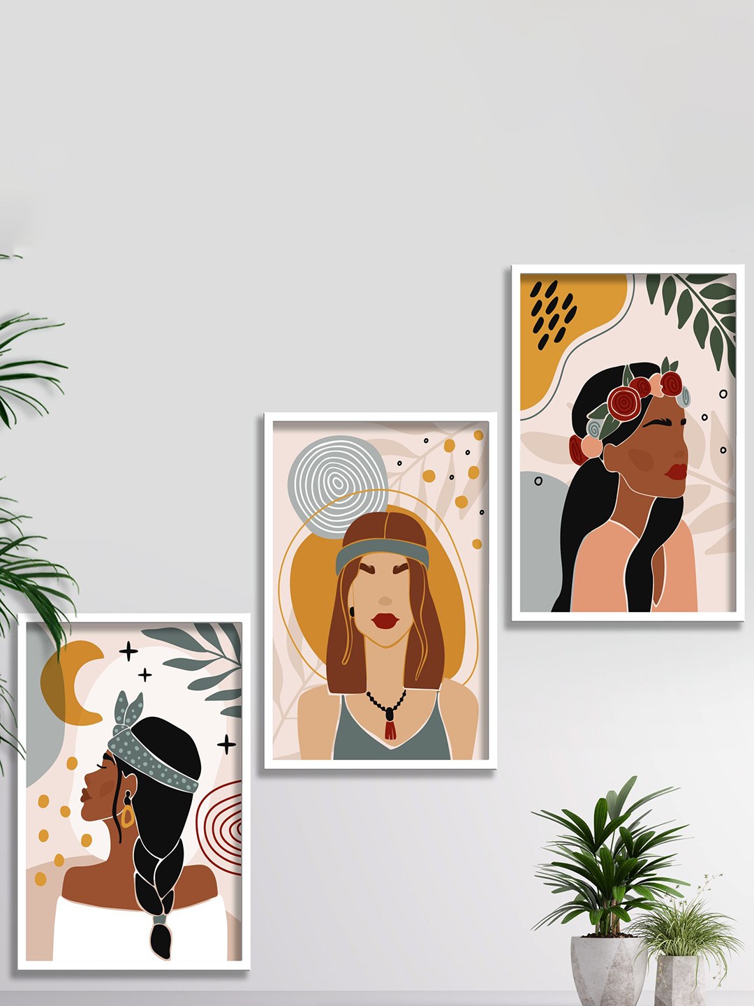 

SAF 3 Pieces Black & Brown Modern Boho Painting Wall Arts