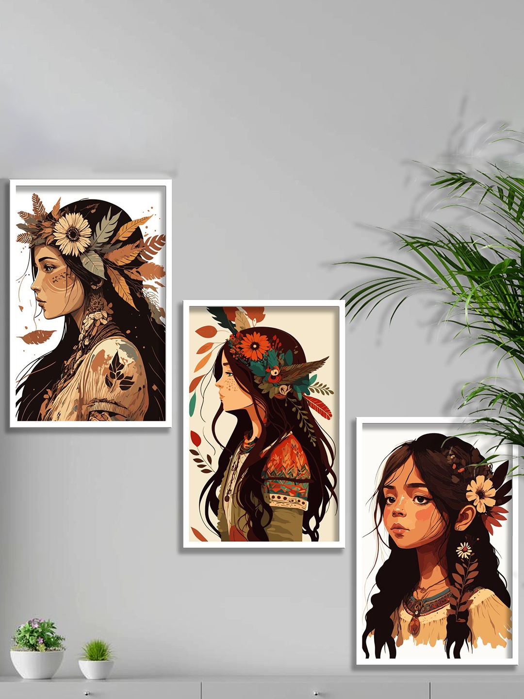 

SAF 3Pcs White & Black Modern Boho Painting Framed Wall Art