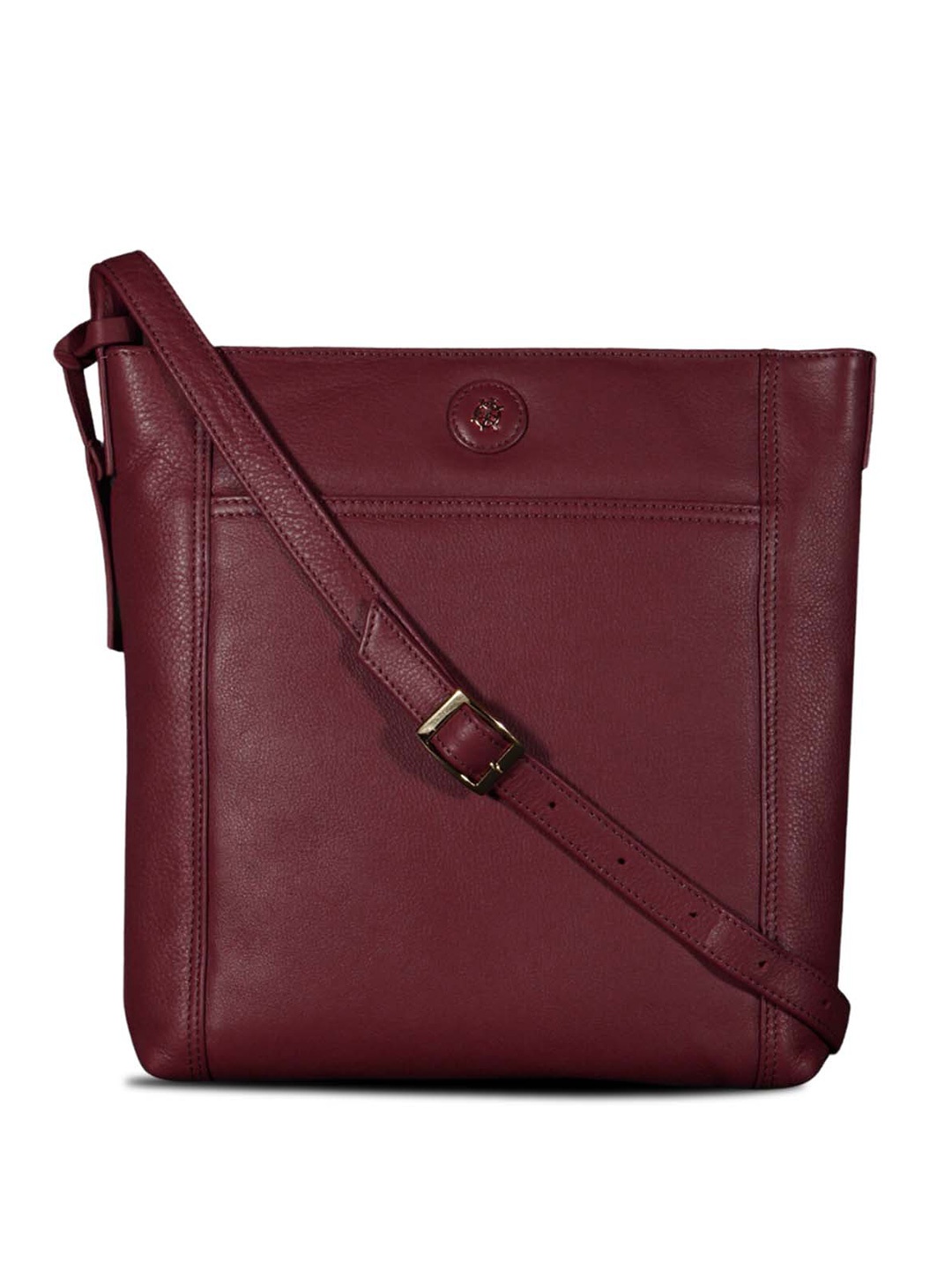 

Tortoise Textured Genuine leather Structured Sling Bag, Maroon