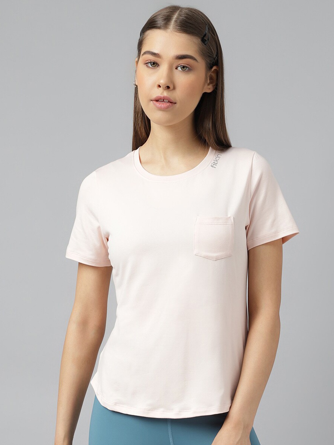 

Fitkin Anti Odour Regular Sleeves Pocket Relaxed Fit Sports T-shirt, Pink