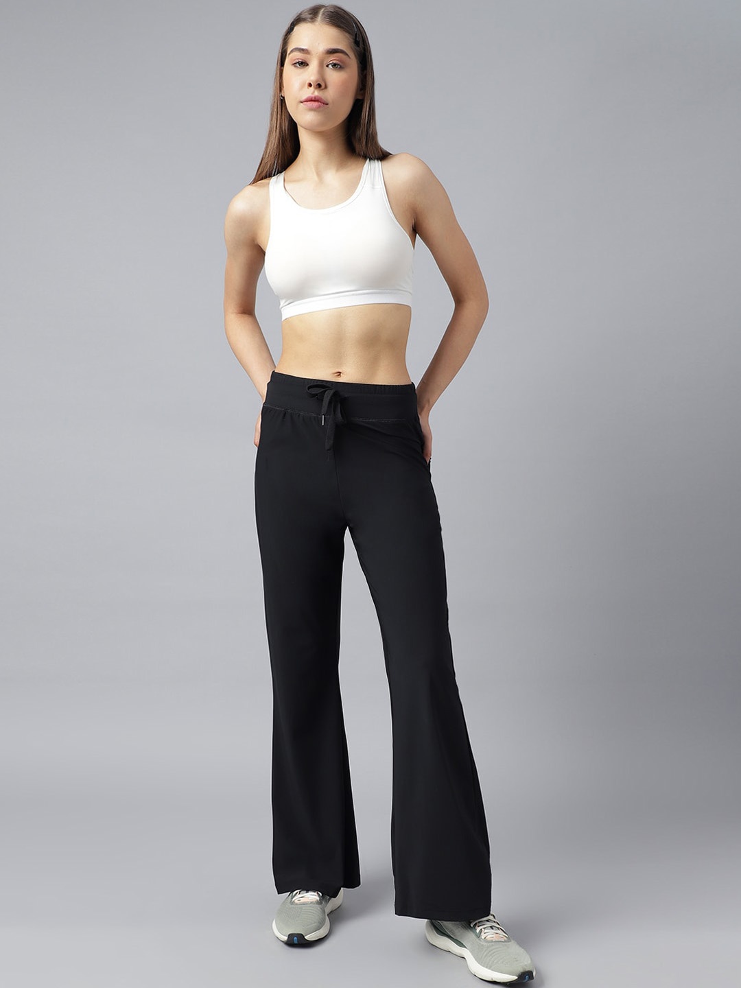 

Fitkin Women Anti Odour Bootcut Track Pants, Black