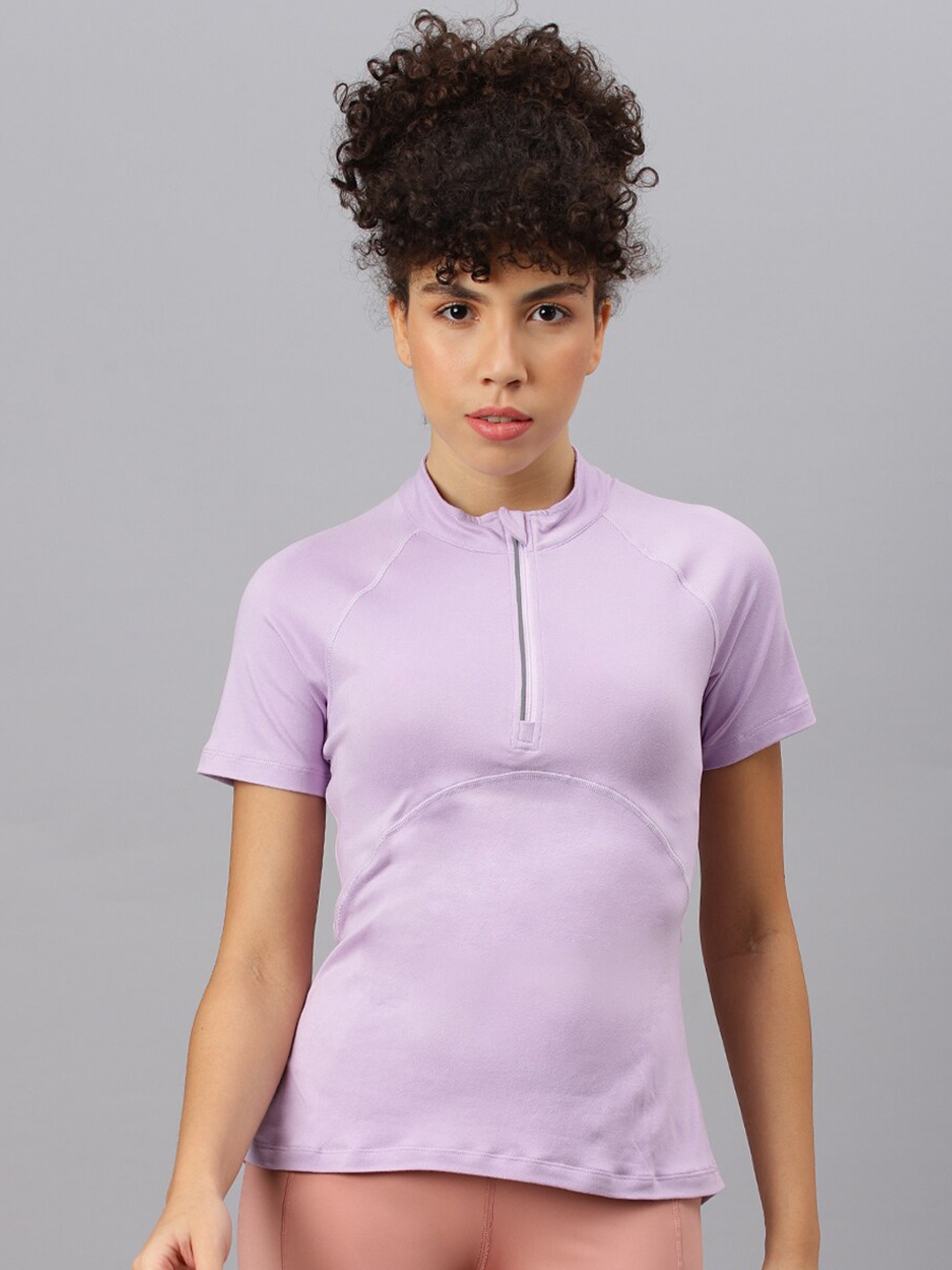 

Fitkin Anti Odour Mandarin Collar Raglan Sleeves Relaxed Fit Sports T-shirt, Lavender