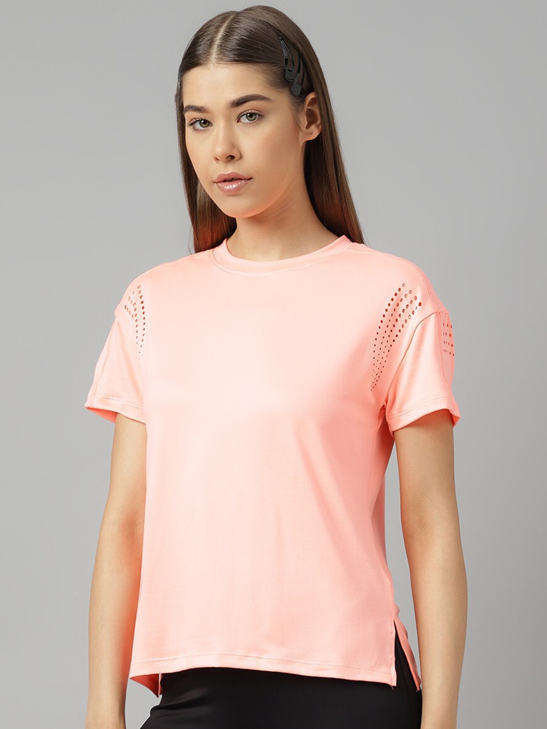 

Fitkin Anti Odour Cut Out Detail Relaxed Fit Sport T-shirt, Peach