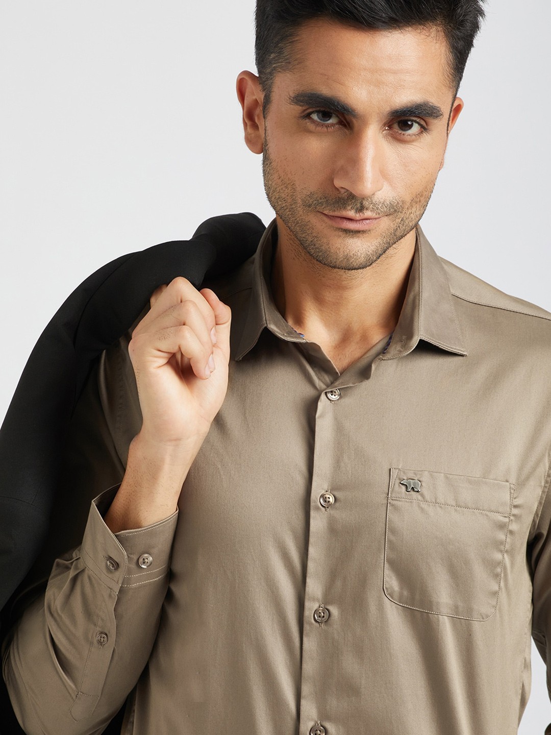 

THE BEAR HOUSE Men Brown Slim Fit Cotton Formal Shirt