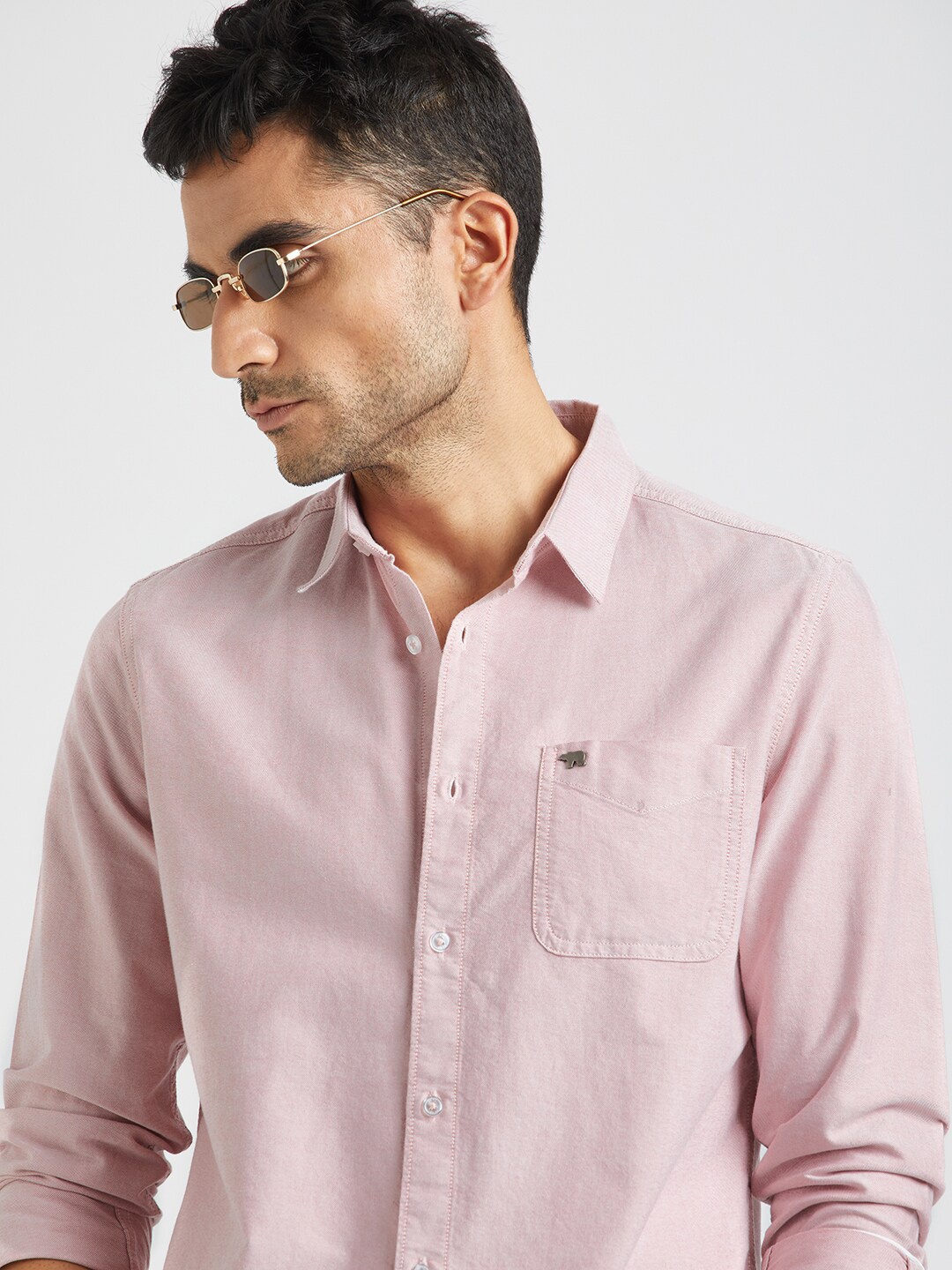 

THE BEAR HOUSE Spread Collar Pure Cotton Casual Shirt, Pink