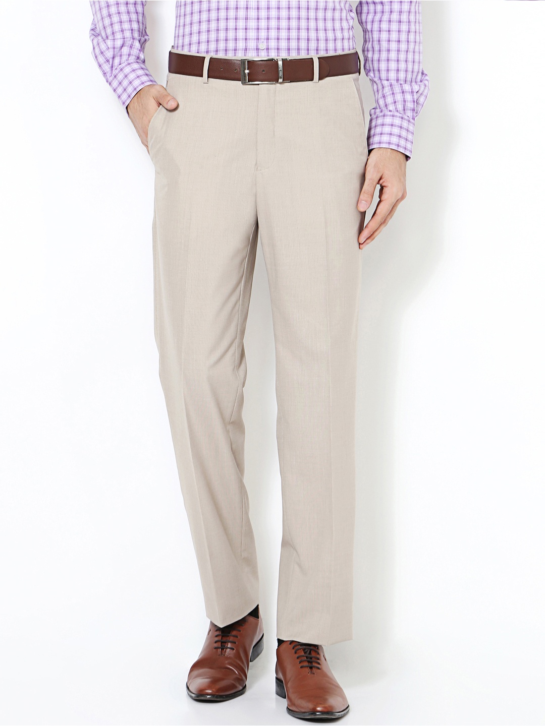 

Van Heusen Men Beige Regular Fit Solid Formal Trousers