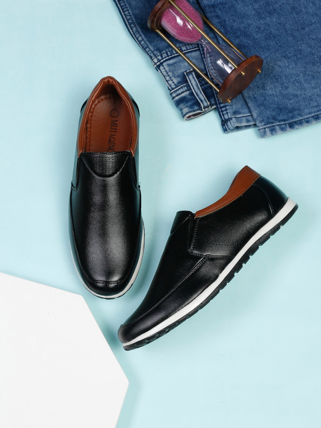 

MUTAQINOTI Men Perforated Lightweight Slip-On Sneakers, Black