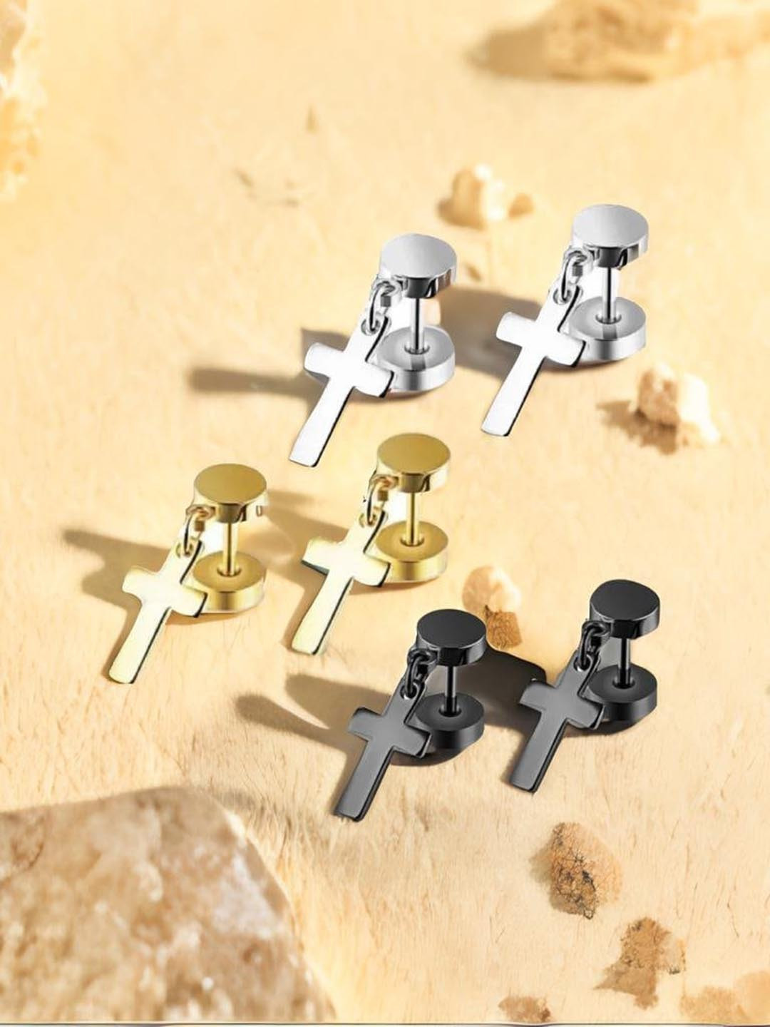 

VIEN Assorted Dumbbell Cross Drop Earrings