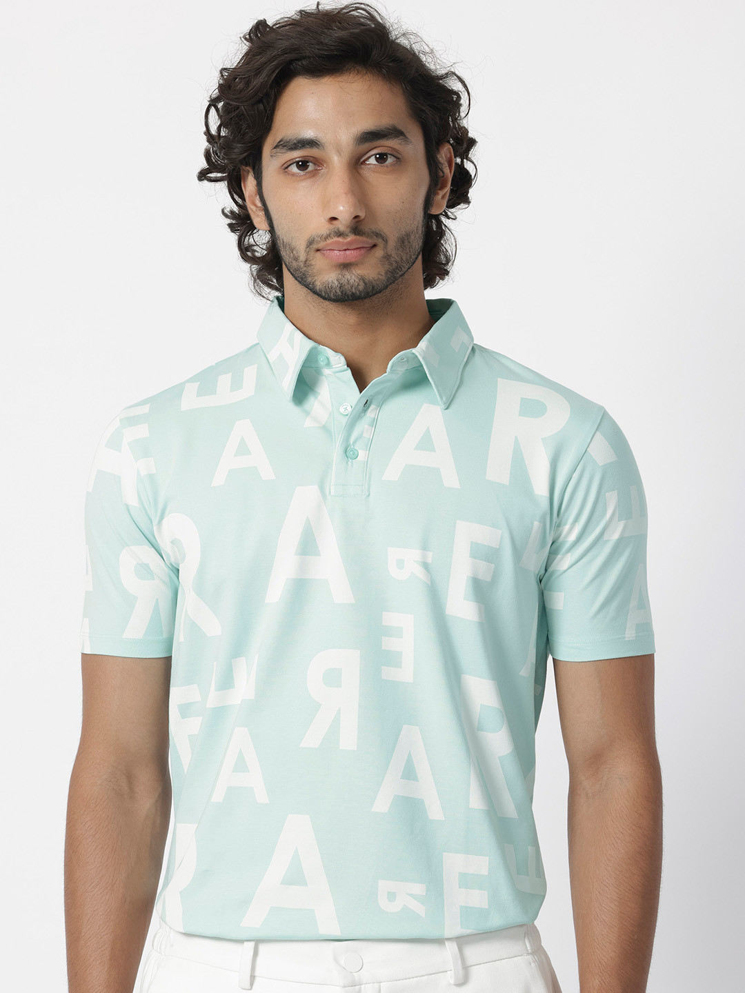 

RARE RABBIT Men Rings-4 Slim Fit Solid Polo Collar T-Shirt, Blue