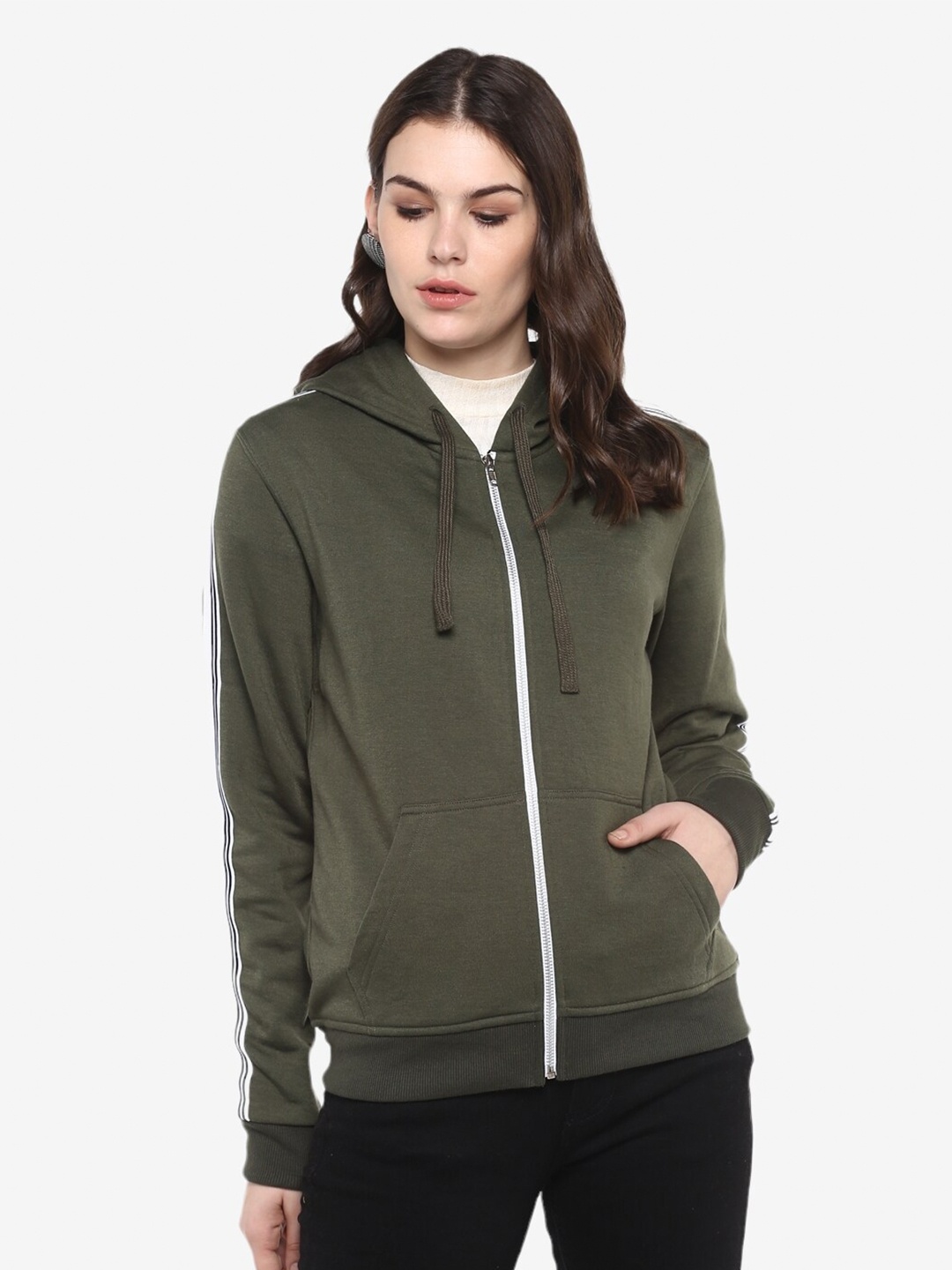 

Alan Jones Women Hooded Front-Open Sweatshirt, Olive