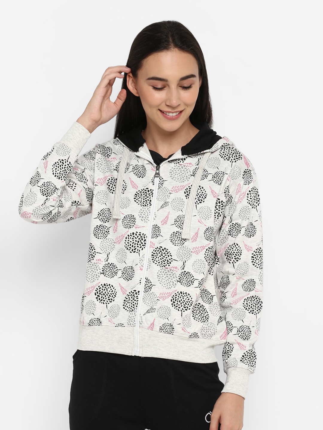 

Alan Jones Abstract Printed Hoody Neck Sweatshirt, Grey