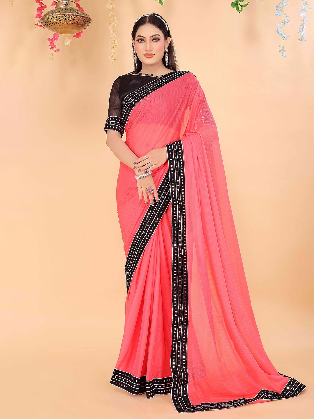 

Florence Embellished Art Silk Saree, Pink