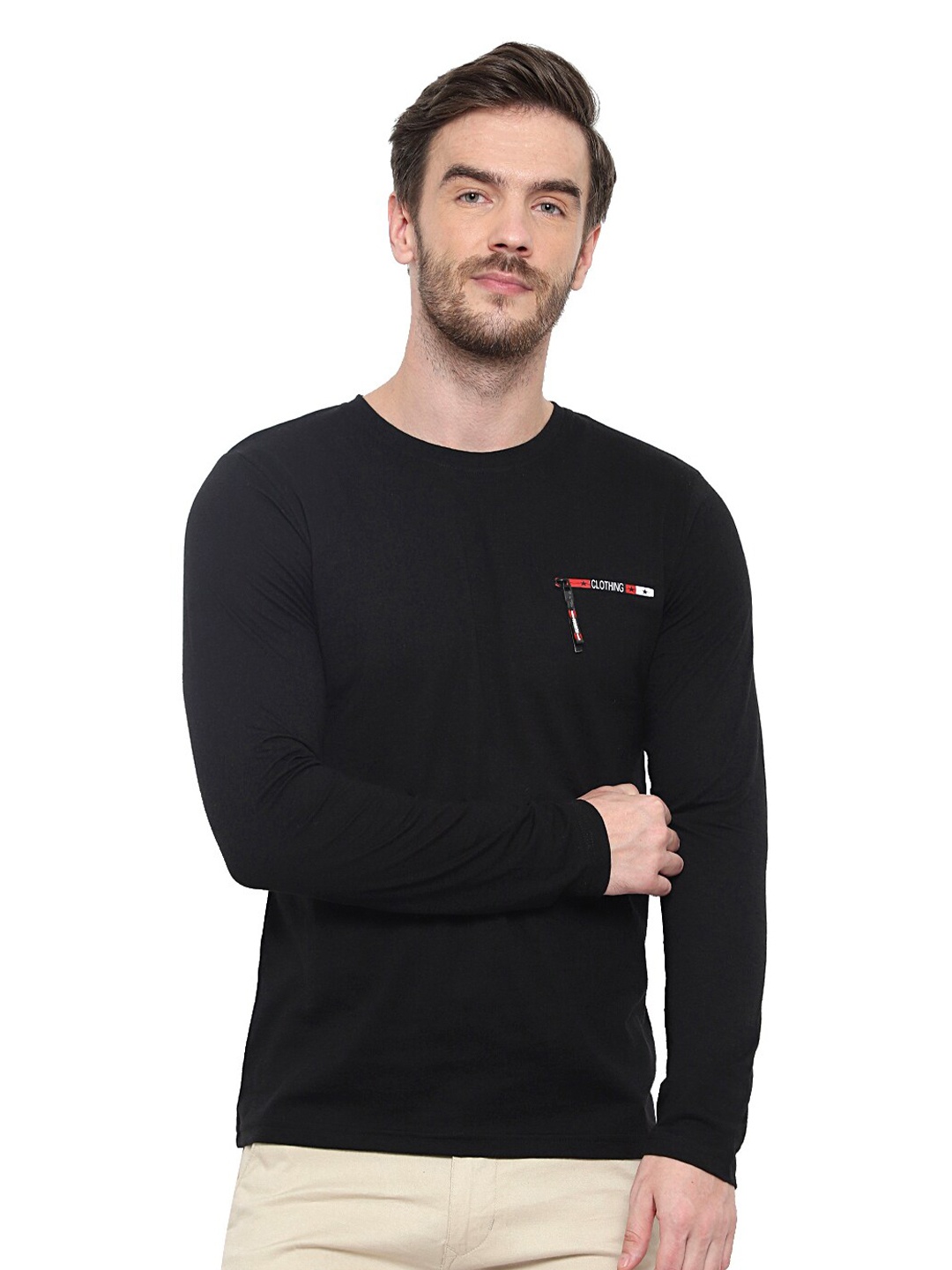 

GLITO Long Sleeves Cotton T-shirt, Black