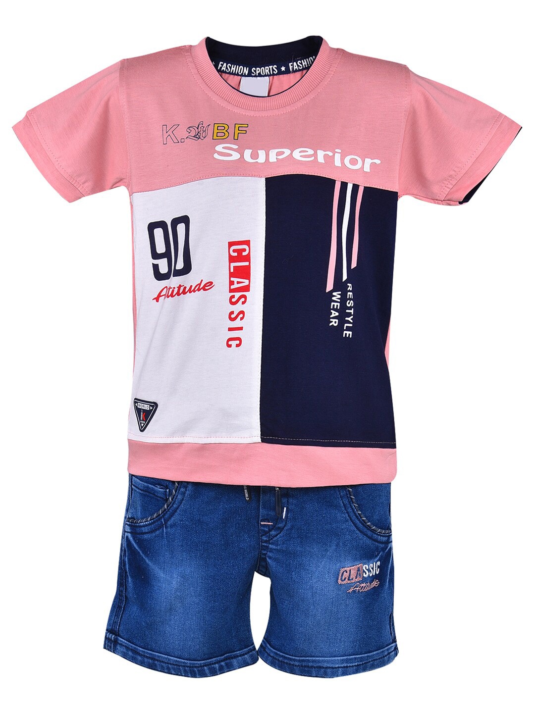 

Wish Karo Boys Printed T-shirt with Shorts, Peach