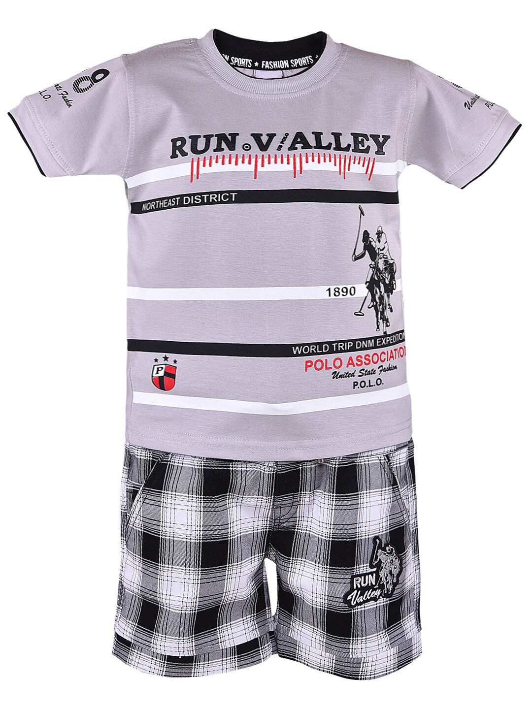 

Wish Karo Boys Printed T-shirt with Shorts, Grey