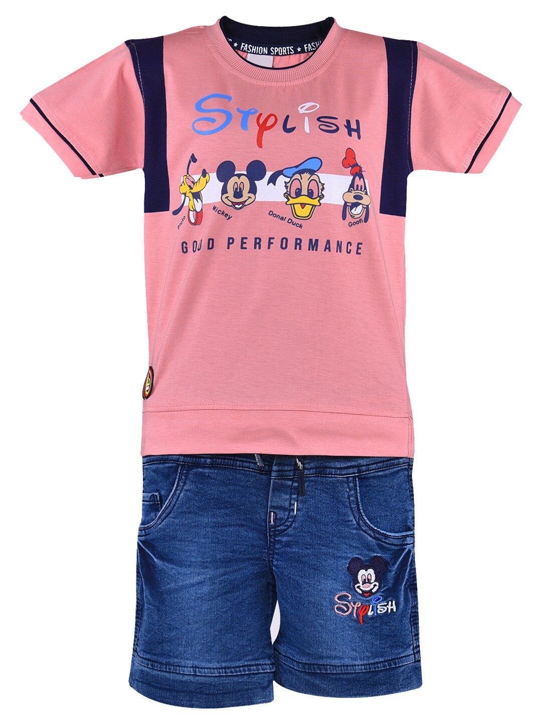 

Wish Karo Boys Printed T-shirt with Shorts, Peach