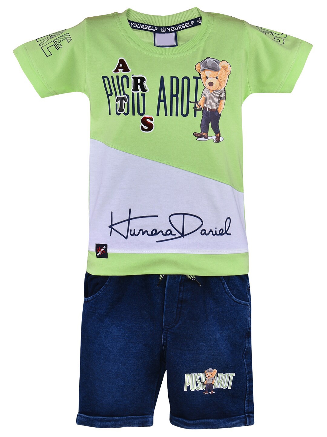 

Wish Karo Boys Printed T-shirt With Shorts, Green