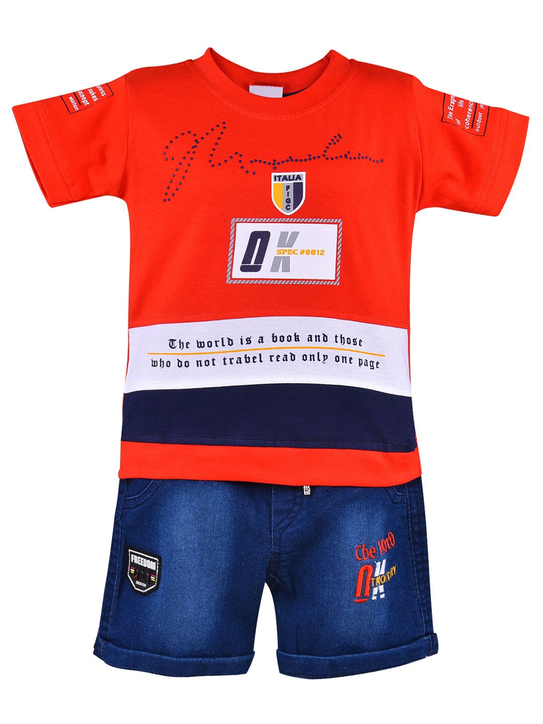 

Wish Karo Boys Printed T-shirt With Shorts, Red