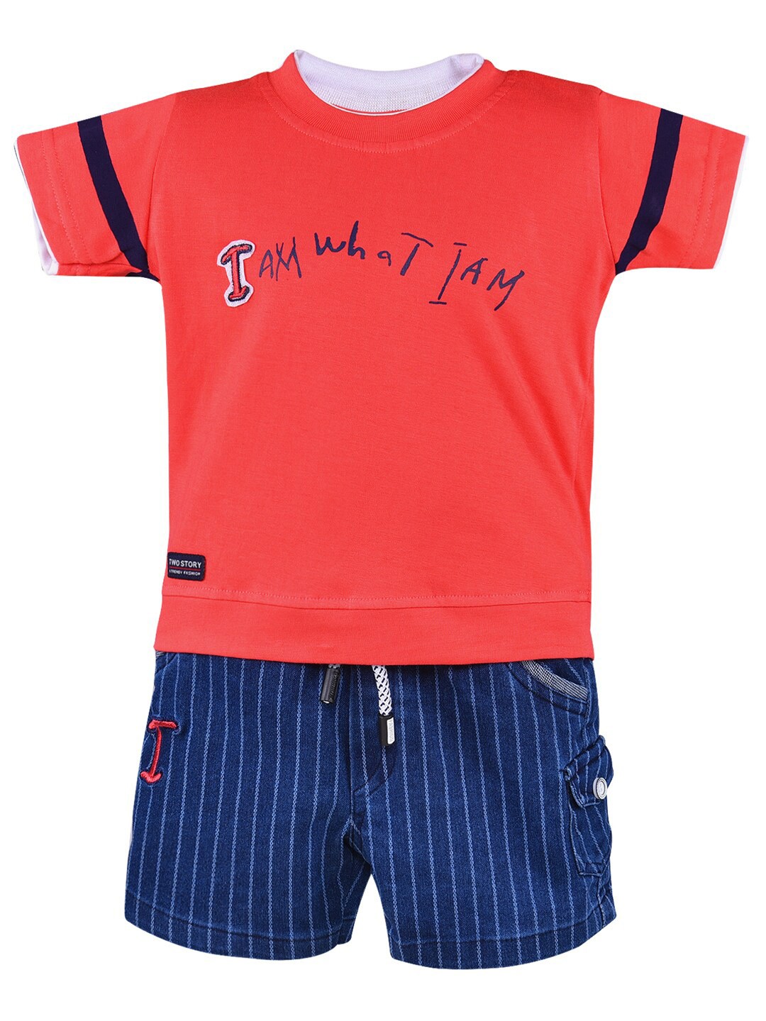 

Wish Karo Boys Printed T-shirt with Shorts, Red