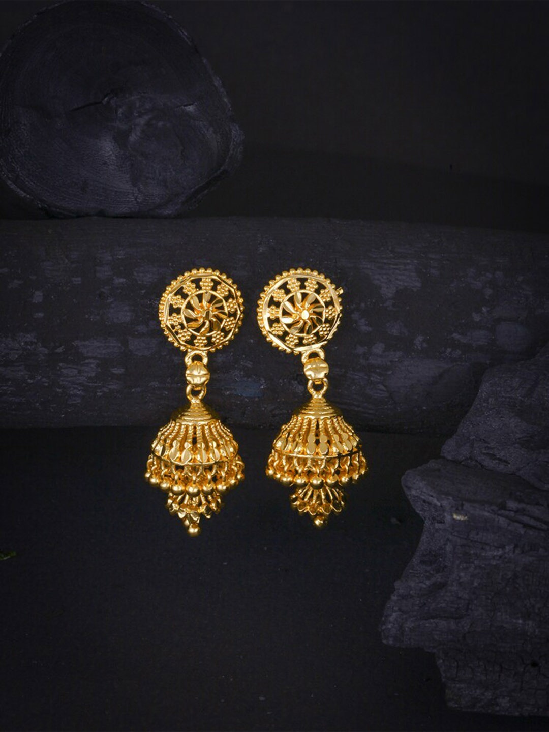 

MEENAZ Gold-Plated Contemporary Jhumkas Earrings