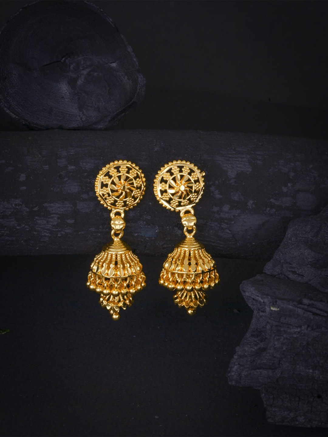 

MEENAZ Gold-Plated Dome Shaped Jhumkas