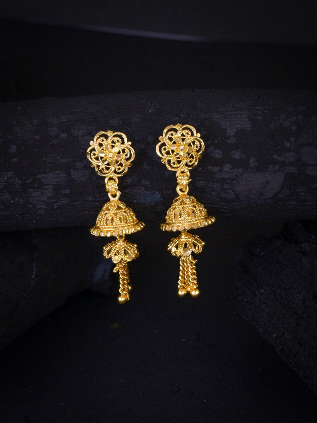 

MEENAZ Gold-Plated Contemporary Jhumkas Earrings