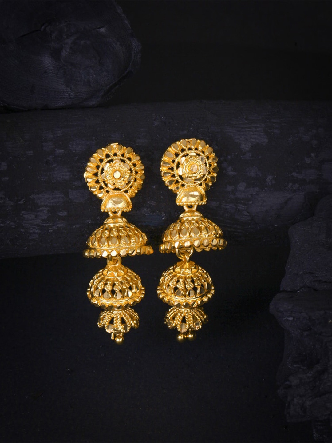 

MEENAZ Gold-Plated Contemporary Jhumkas Earrings