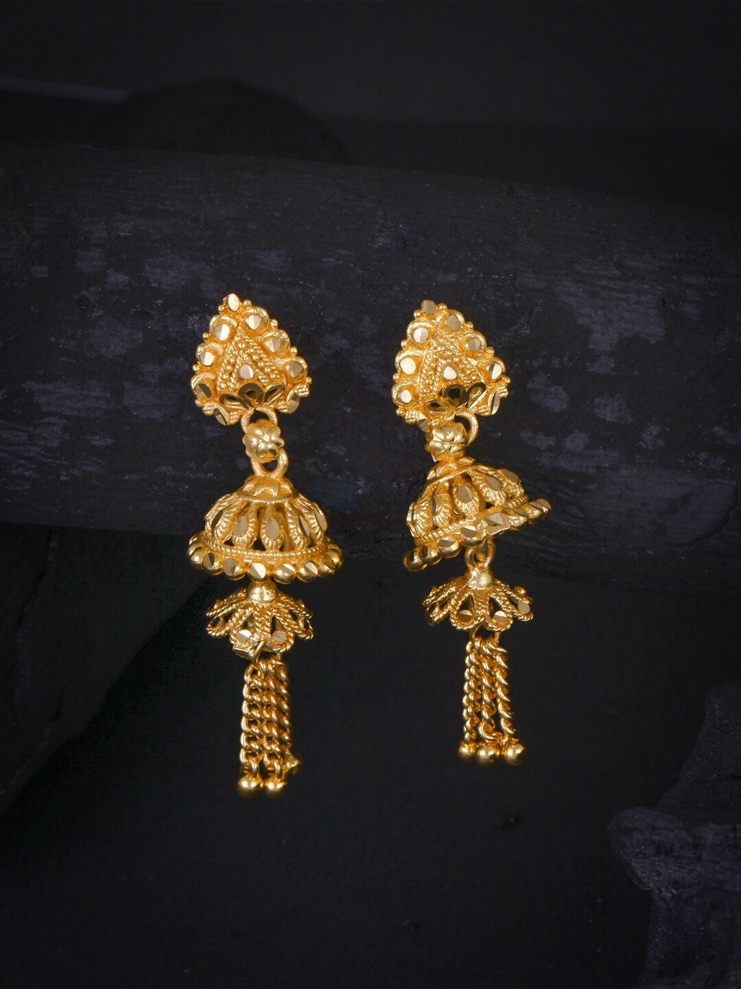 

MEENAZ Gold-Plated Contemporary Jhumkas Earrings