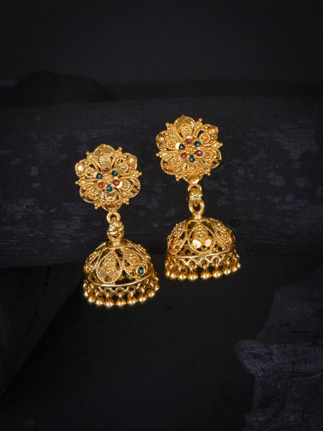 

MEENAZ Gold-Plated Contemporary Jhumkas Earrings