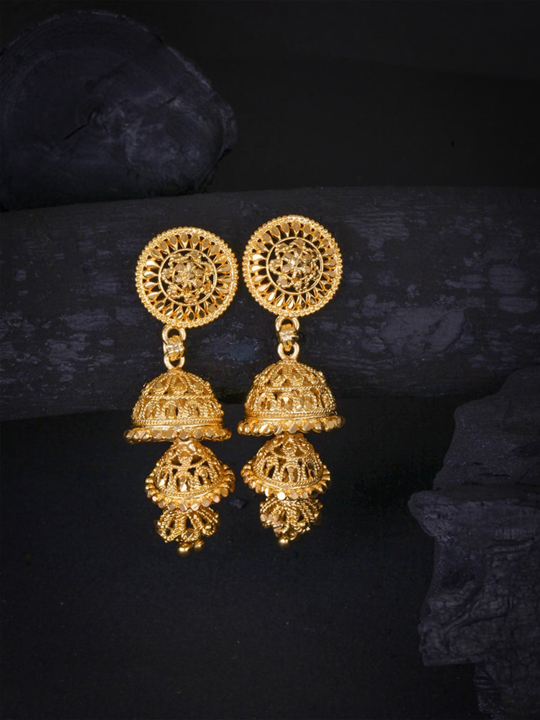 

MEENAZ Gold-Plated Dome Shaped Jhumkas