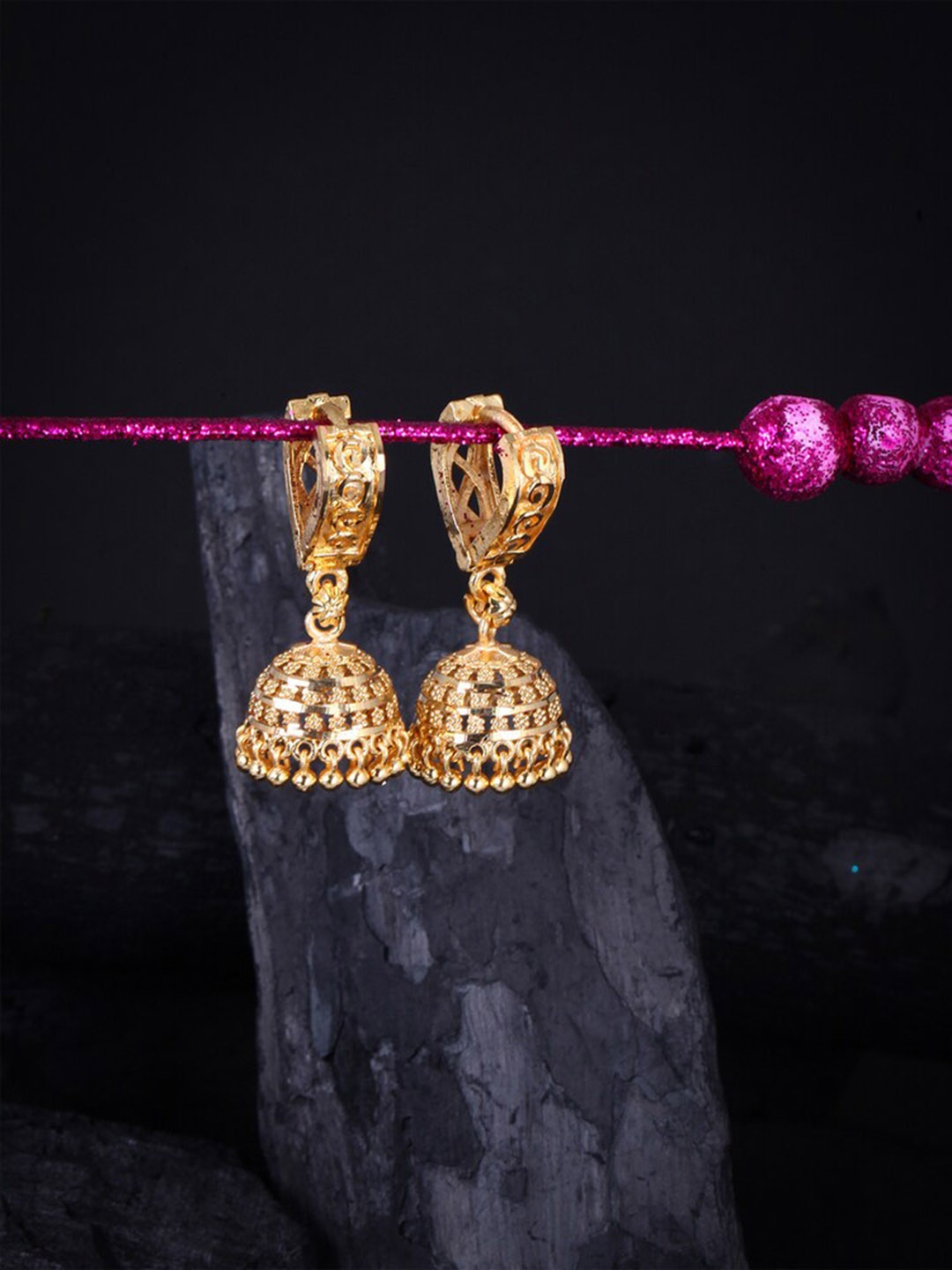 

MEENAZ Gold-Plated Dome Shaped Jhumkas