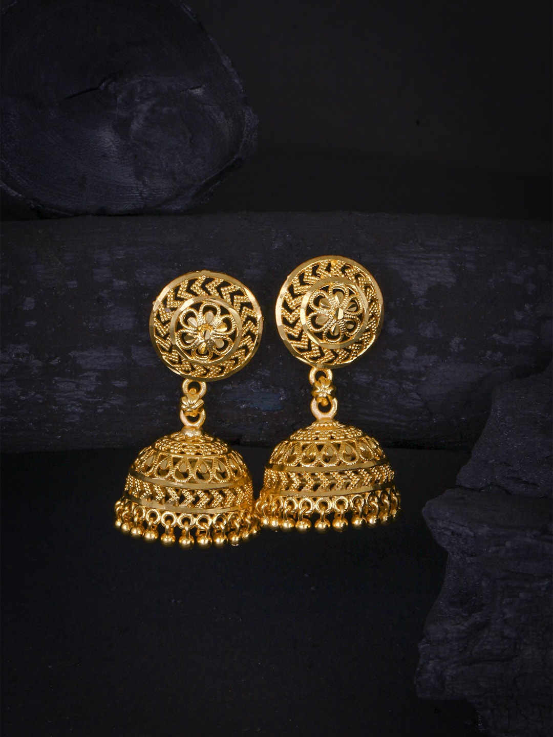 

MEENAZ Gold-Plated Dome Shaped Jhumkas