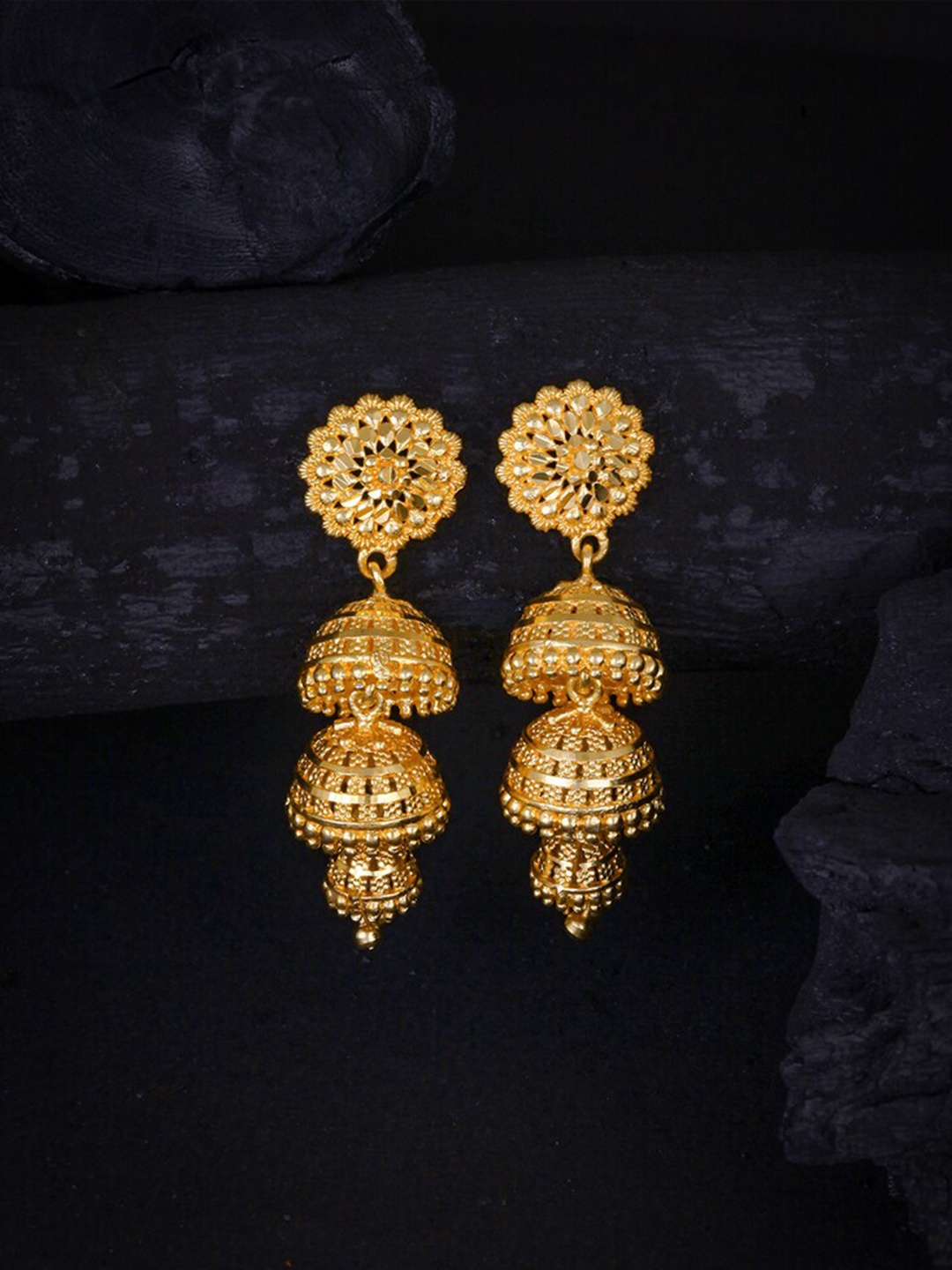 

MEENAZ Gold-Plated Contemporary Jhumkas Earrings