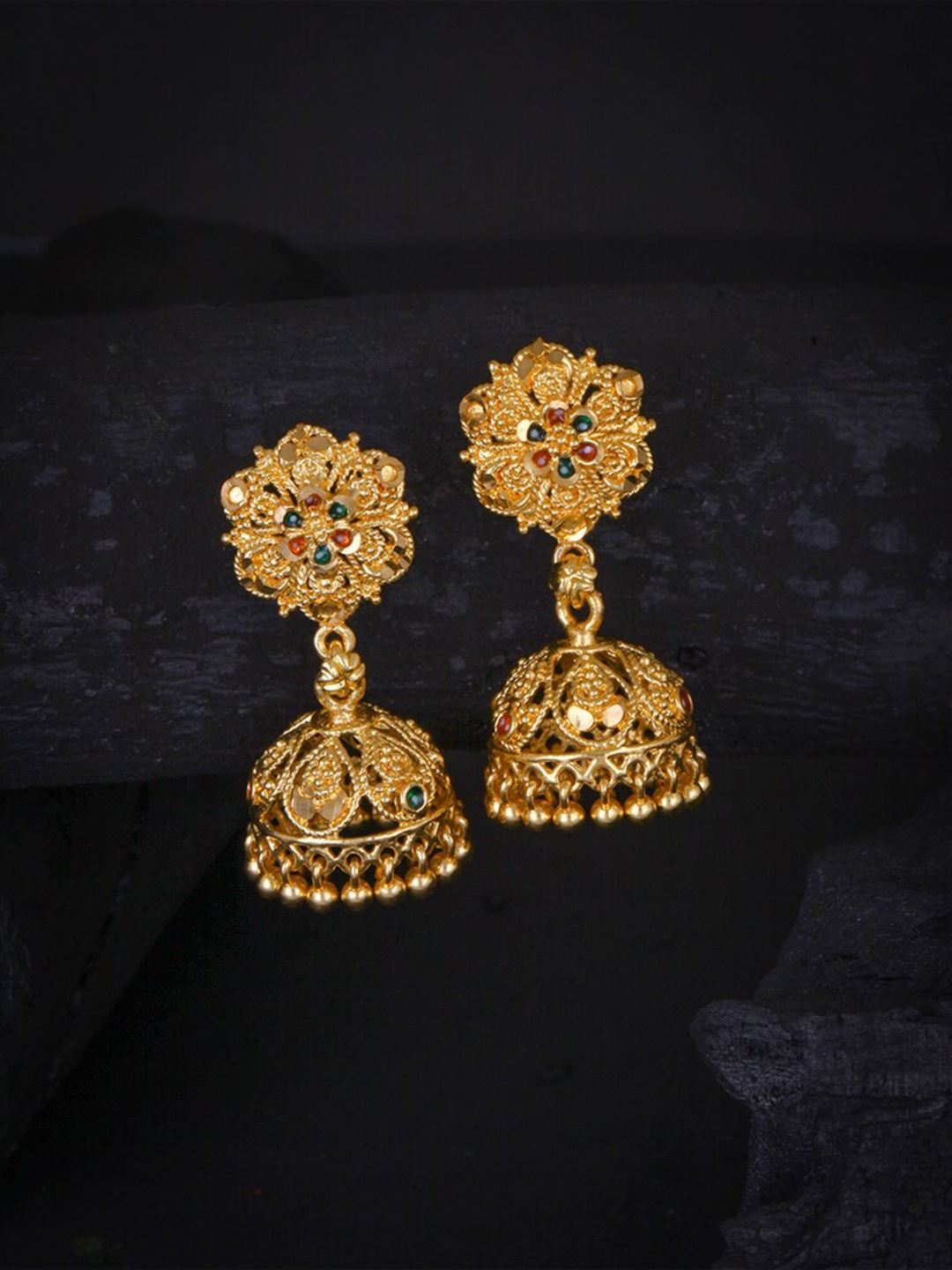 

MEENAZ Gold-Plated Dome Shaped Jhumkas