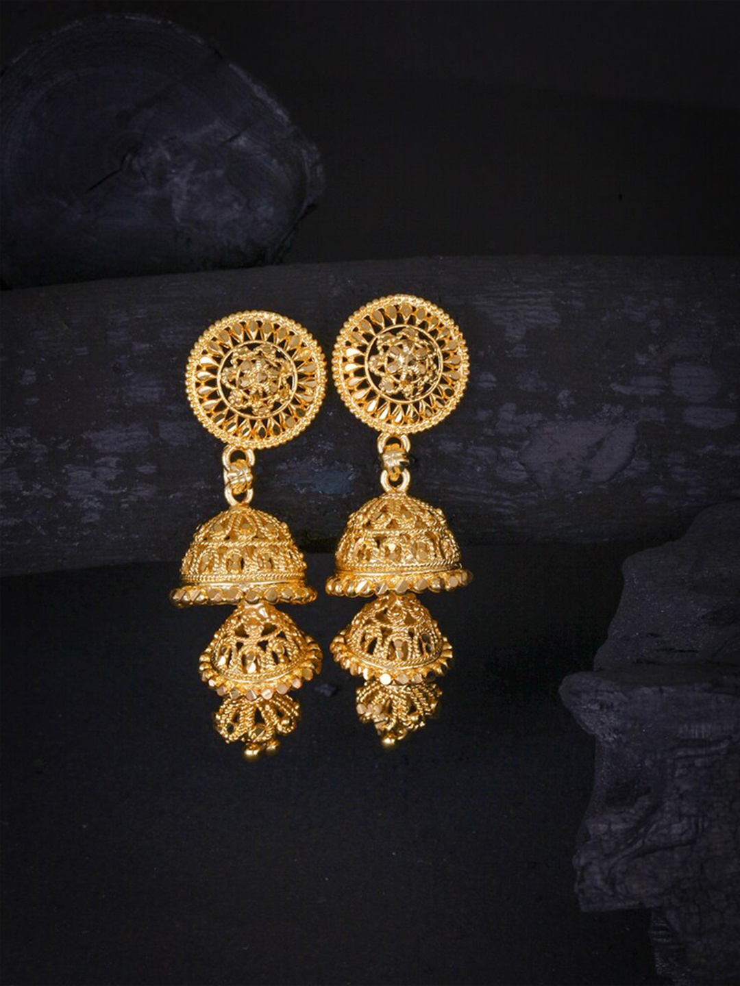 

MEENAZ Gold-Plated Contemporary Drop Earrings