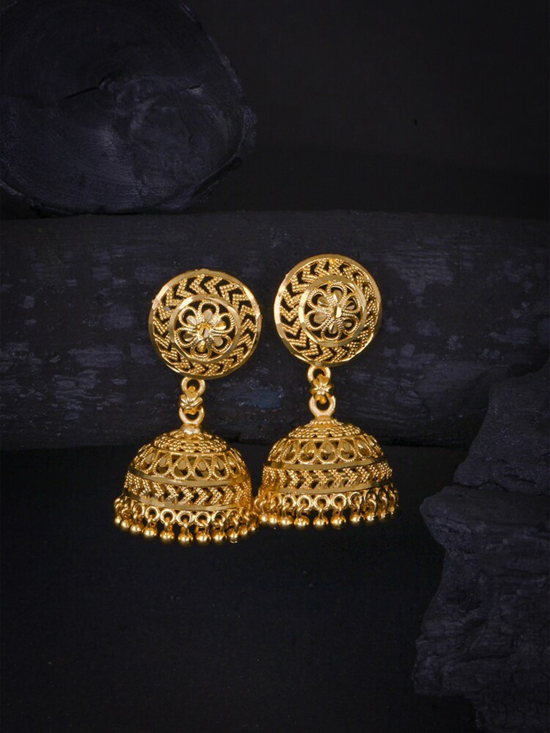 

MEENAZ Gold-Plated Contemporary Jhumkas Earrings